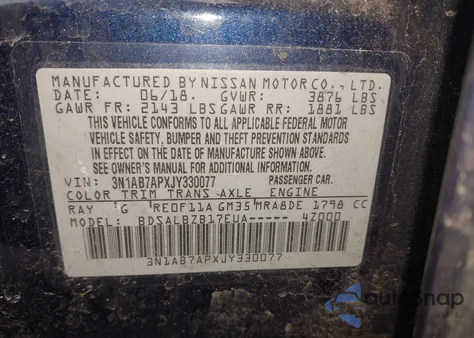 2018 Nissan Sentra S from USA, damaged, VIN 3N1AB7APXJY330077